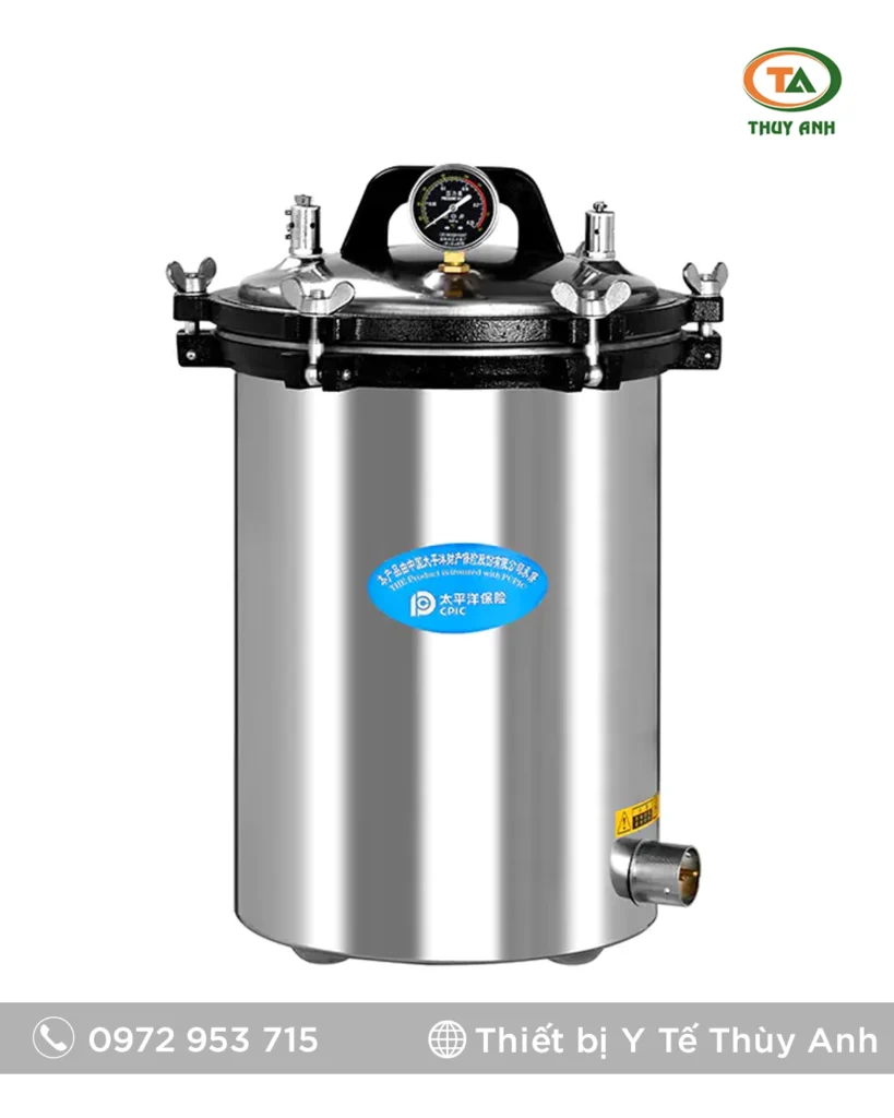 Nồi hấp tiệt trùng áp suất di động YX-18LM – Sử dụng điện hoặc gas LPG linh hoạt, hiệu quả cao